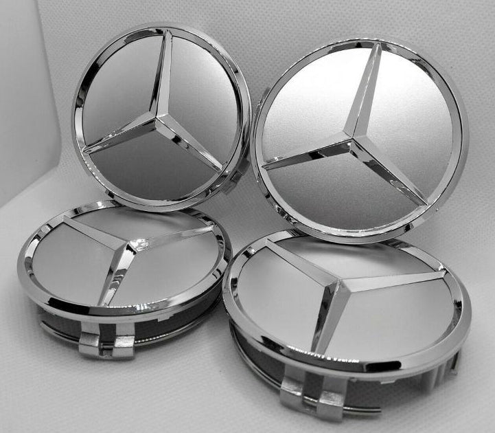 Mercedes čepovi za felge SREBRENI - 75mm (SET 4kom)