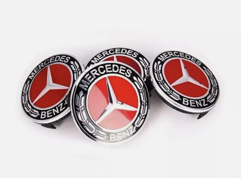 Mercedes čepovi za felge CRVENI - 75mm (SET 4kom)
