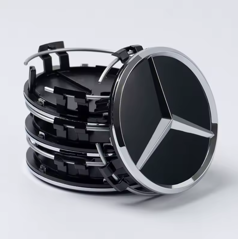 Mercedes čepovi 75mm za alu felge - Sjajno Crni (Set 4kom)