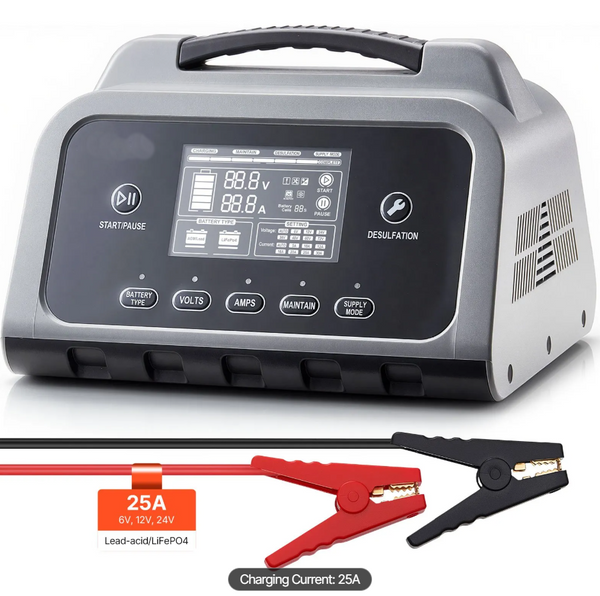 Pametni Auto Punjač Akumulatora 25A | 6V-12V-24V | LiFePO4 & AGM